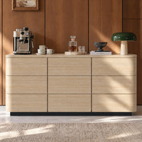 Orbis 9-Drawer Curved Dresser – Oak