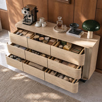 Orbis 9-Drawer Curved Dresser – Oak