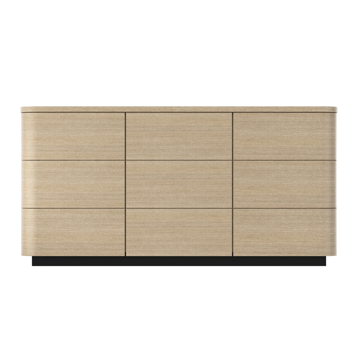 Orbis 9-Drawer Curved Dresser – Oak