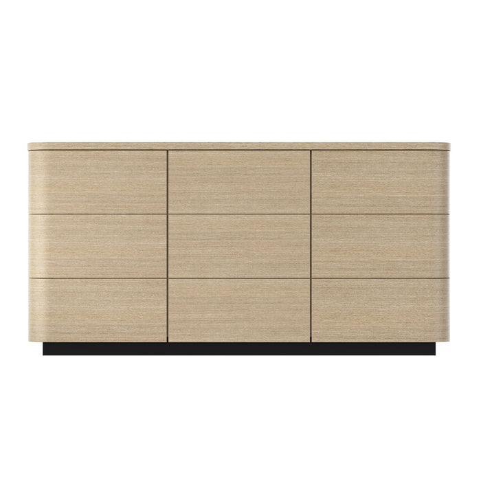 Orbis 9-Drawer Curved Dresser – Oak