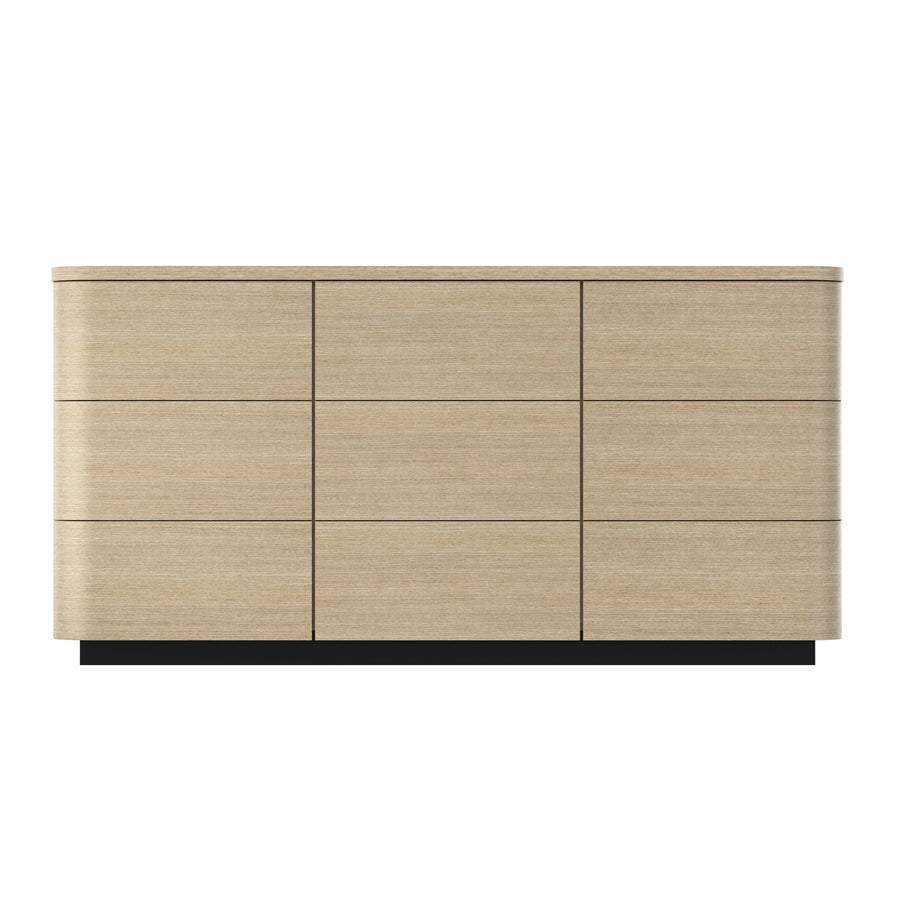 Orbis 9-Drawer Curved Dresser – Oak