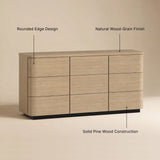 Orbis 9-Drawer Curved Dresser – Oak