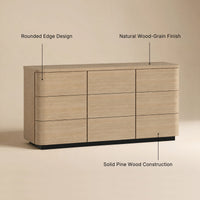 Orbis 9-Drawer Curved Dresser – Oak