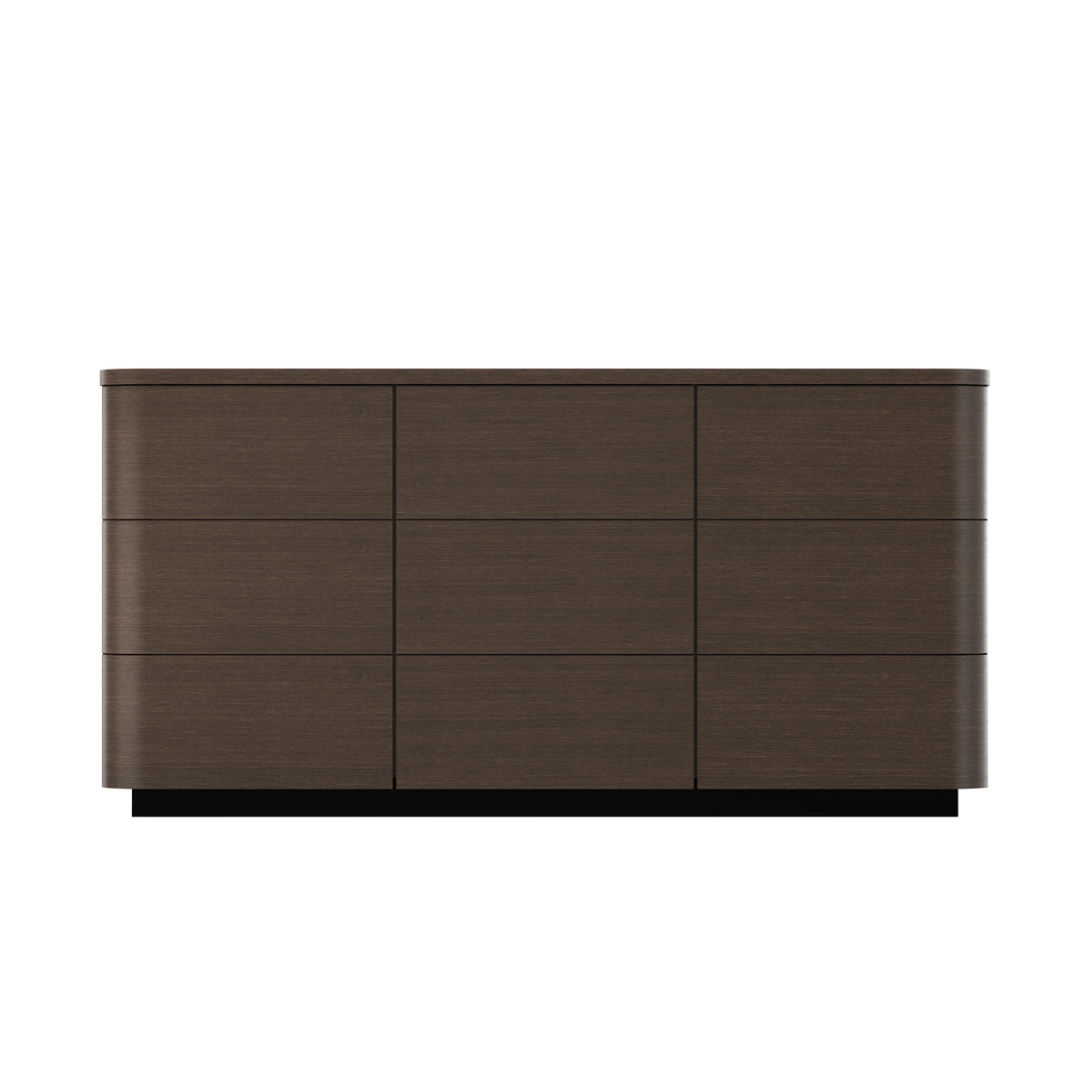 Orbis 9-Drawer Curved Dresser – Black Walnut