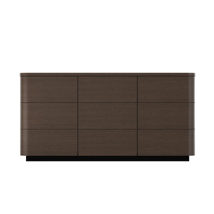 Orbis 9-Drawer Curved Dresser – Black Walnut