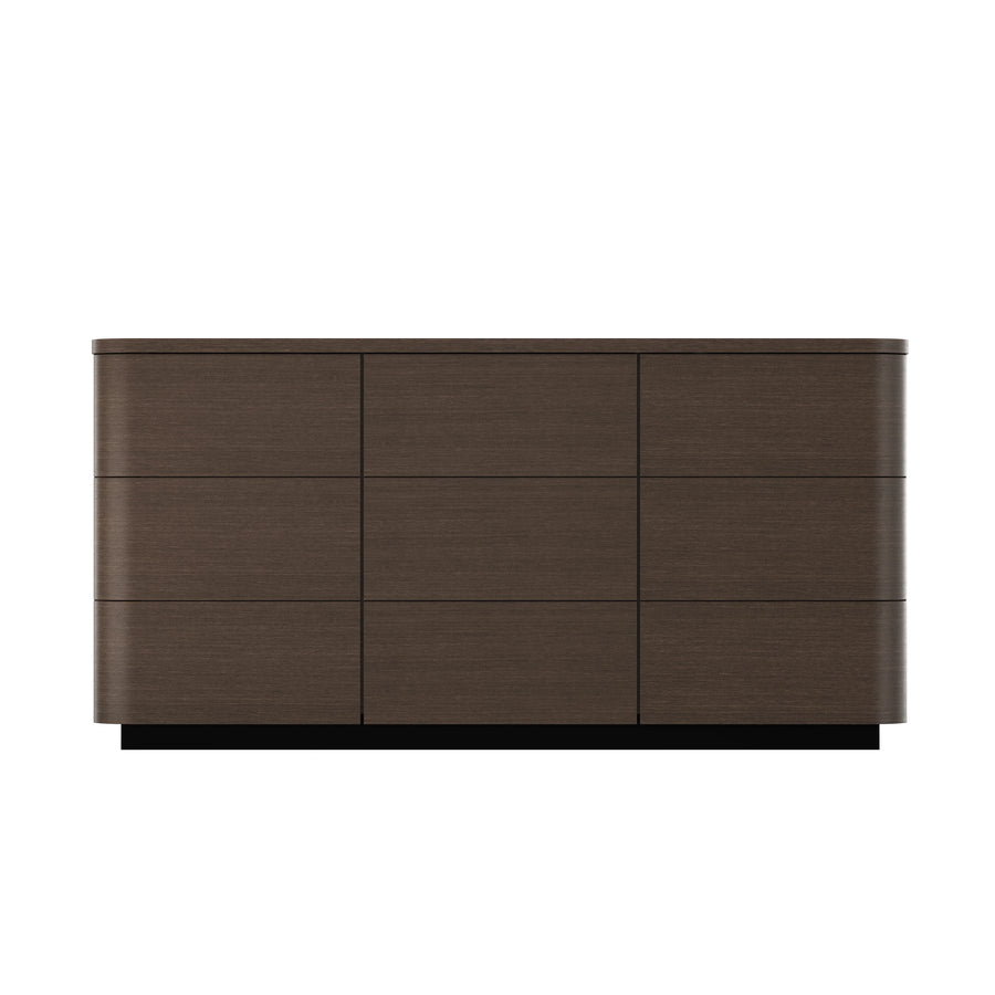 Orbis 9-Drawer Curved Dresser – Black Walnut