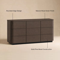 Orbis 9-Drawer Curved Dresser – Black Walnut