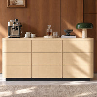 Orbis 9-Drawer Curved Dresser – Natural Wood