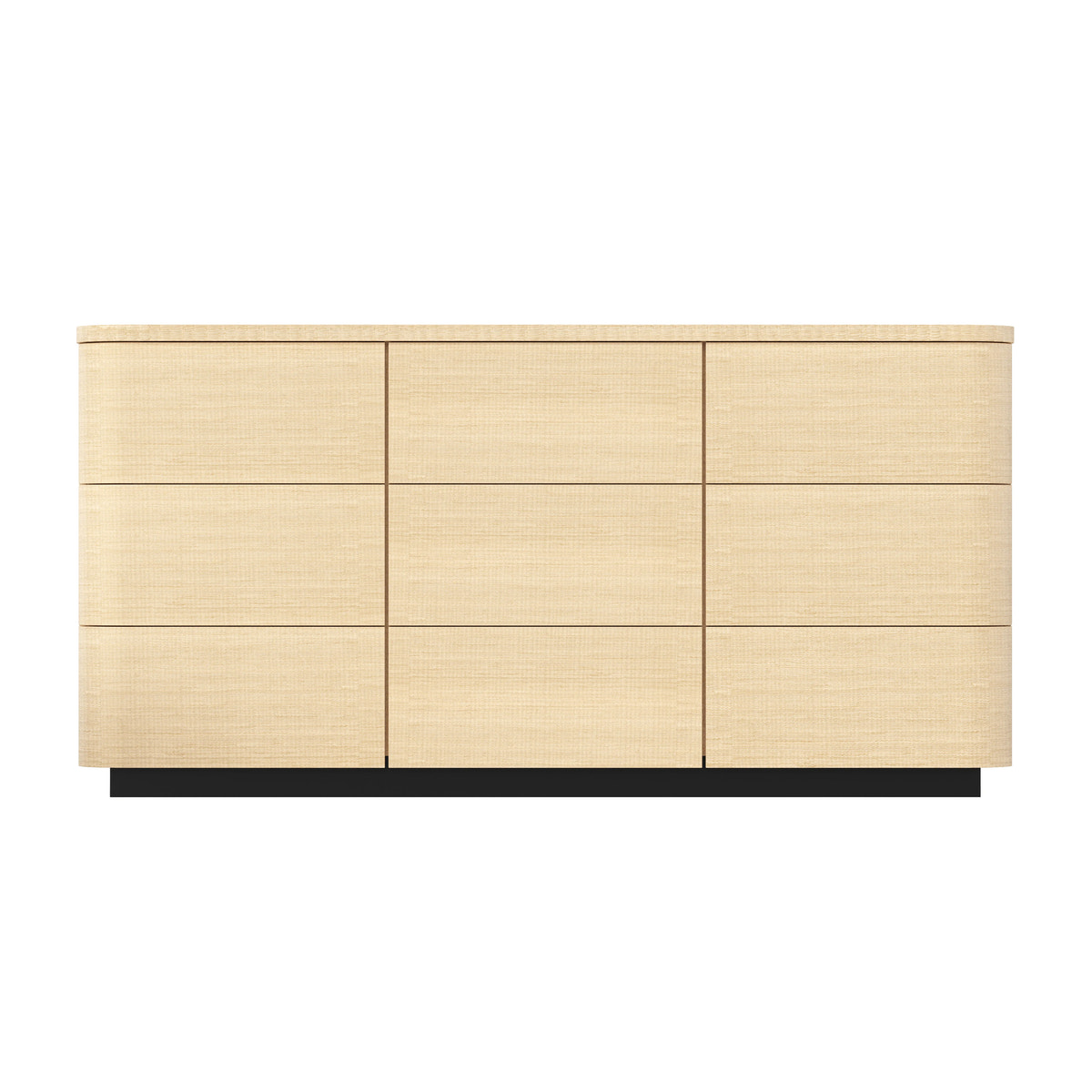 Orbis 9-Drawer Curved Dresser – Natural Wood