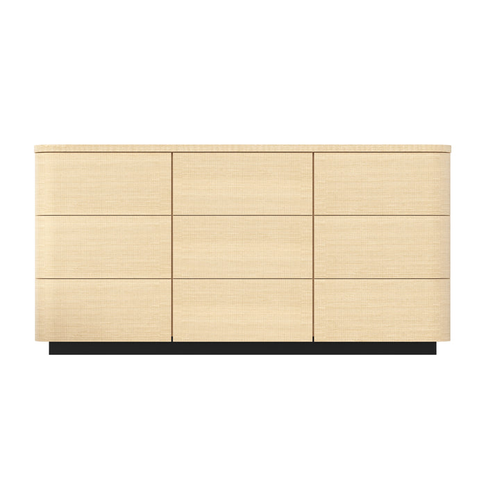 Orbis 9-Drawer Curved Dresser – Natural Wood