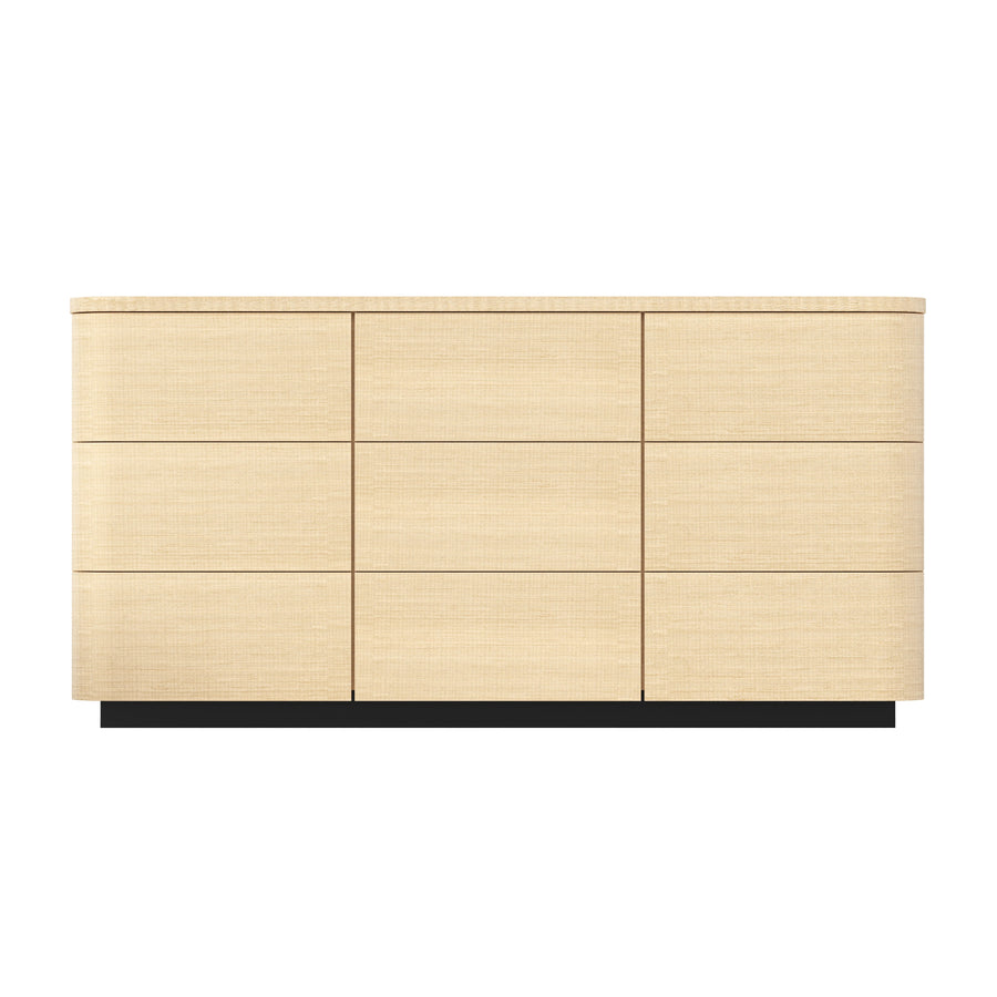 Orbis 9-Drawer Curved Dresser – Natural Wood