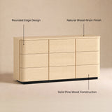 Orbis 9-Drawer Curved Dresser – Natural Wood