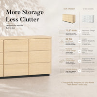 Orbis 9-Drawer Curved Dresser – Natural Wood