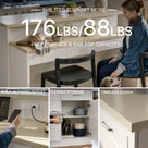 Modern Kitchen Island with Built-In Power Outlet and Dual-Level Tabletop