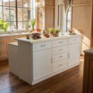 Modern Kitchen Island with Built-In Power Outlet and Dual-Level Tabletop