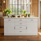 Modern Kitchen Island with Built-In Power Outlet and Dual-Level Tabletop