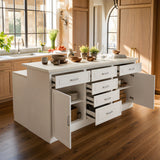 Modern Kitchen Island with Built-In Power Outlet and Dual-Level Tabletop