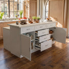 Modern Kitchen Island with Built-In Power Outlet and Dual-Level Tabletop