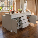 Modern Kitchen Island with Built-In Power Outlet and Dual-Level Tabletop