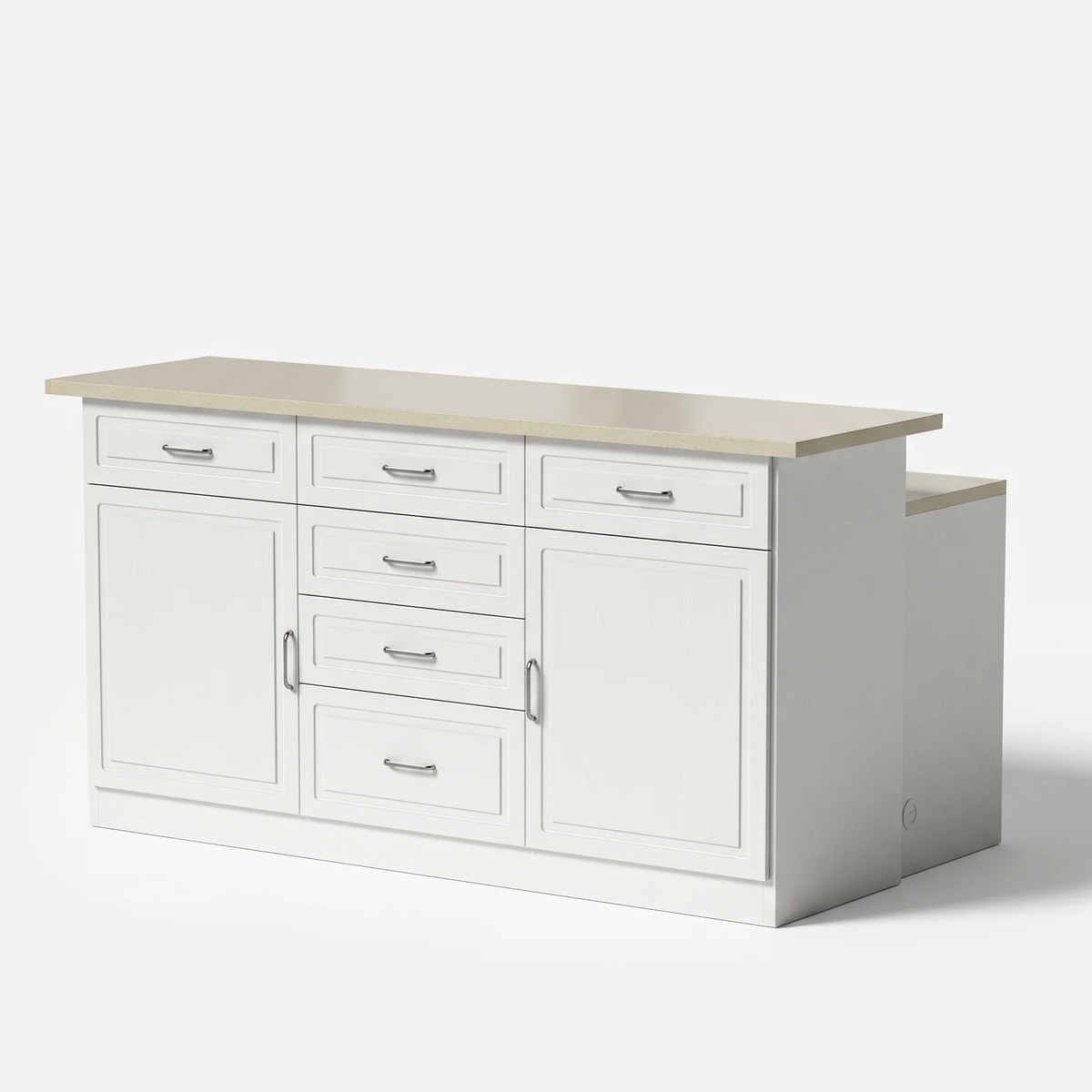Modern Kitchen Island with Built-In Power Outlet and Dual-Level Tabletop