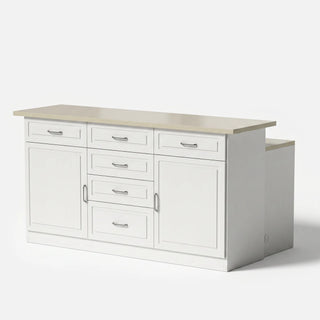 Modern Kitchen Island with Built-In Power Outlet and Dual-Level Tabletop