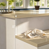 Modern Kitchen Island with Built-In Power Outlet and Dual-Level Tabletop