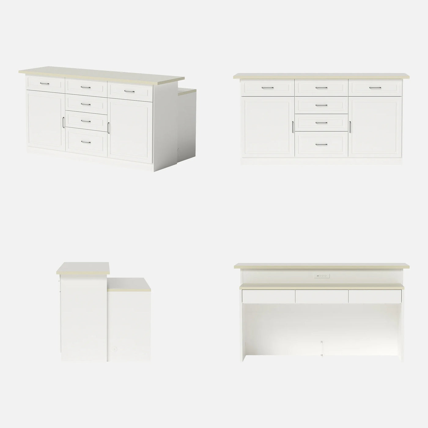 Modern Kitchen Island with Built-In Power Outlet and Dual-Level Tabletop