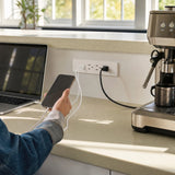 Modern Kitchen Island with Built-In Power Outlet and Dual-Level Tabletop