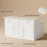 Modern Kitchen Island with Built-In Power Outlet and Dual-Level Tabletop