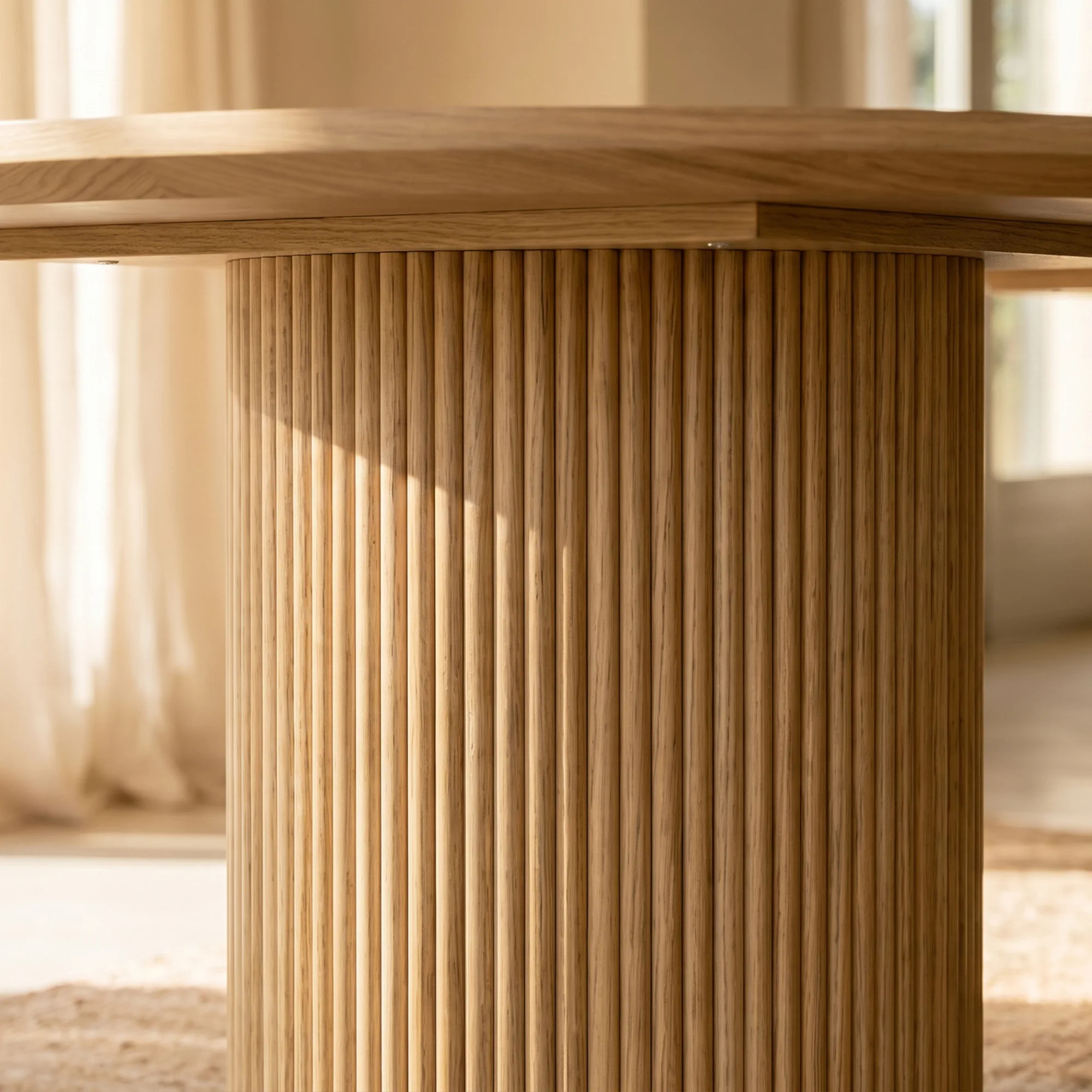 Solid Wood Round Pedestal Office Desk