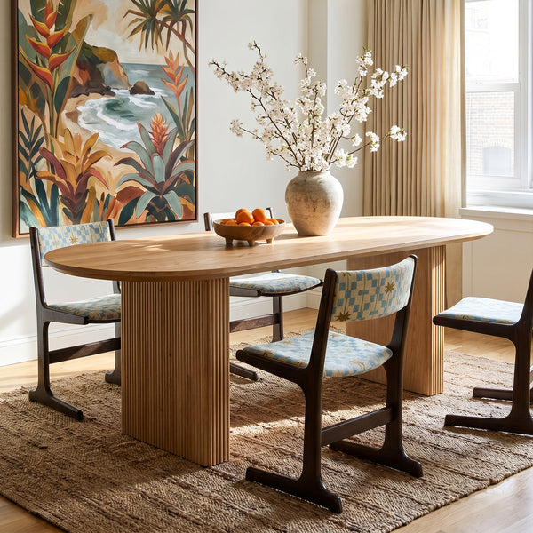 Solid Wood Sculpted Base Dining Table
