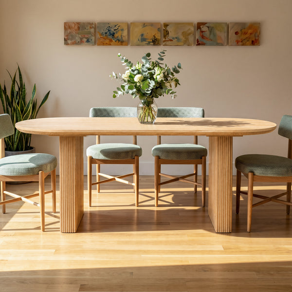 Solid Wood Sculpted Base Dining Table