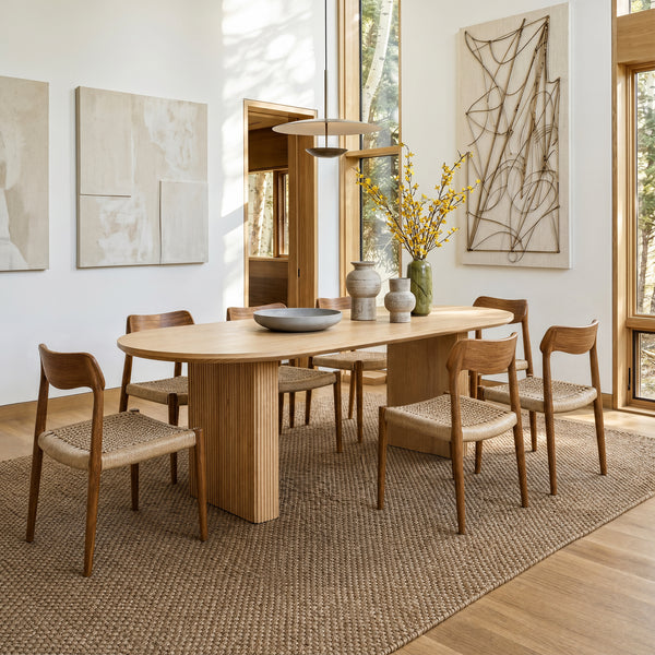 Solid Wood Sculpted Base Dining Table