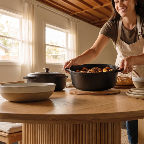Solid Wood Sculpted Base Dining Table