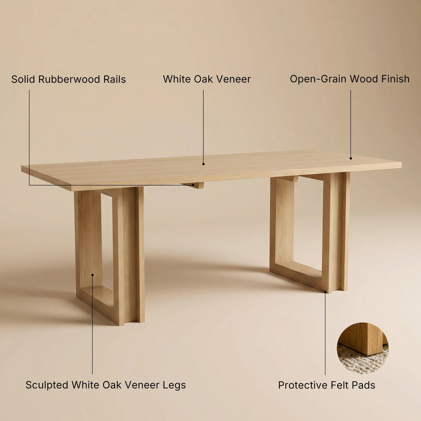 Solid Wood Dining Table with Oak Veneer