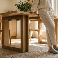 Solid Wood Dining Table with Oak Veneer