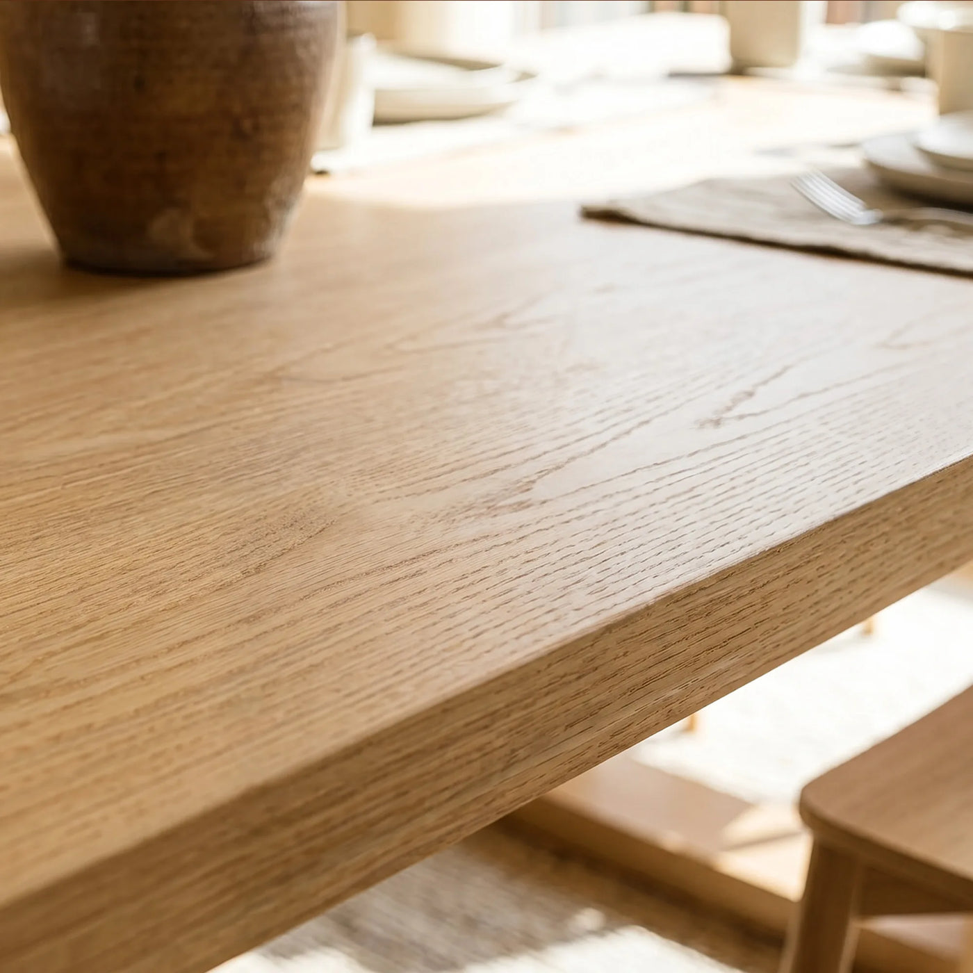 Solid Wood Dining Table with Oak Veneer