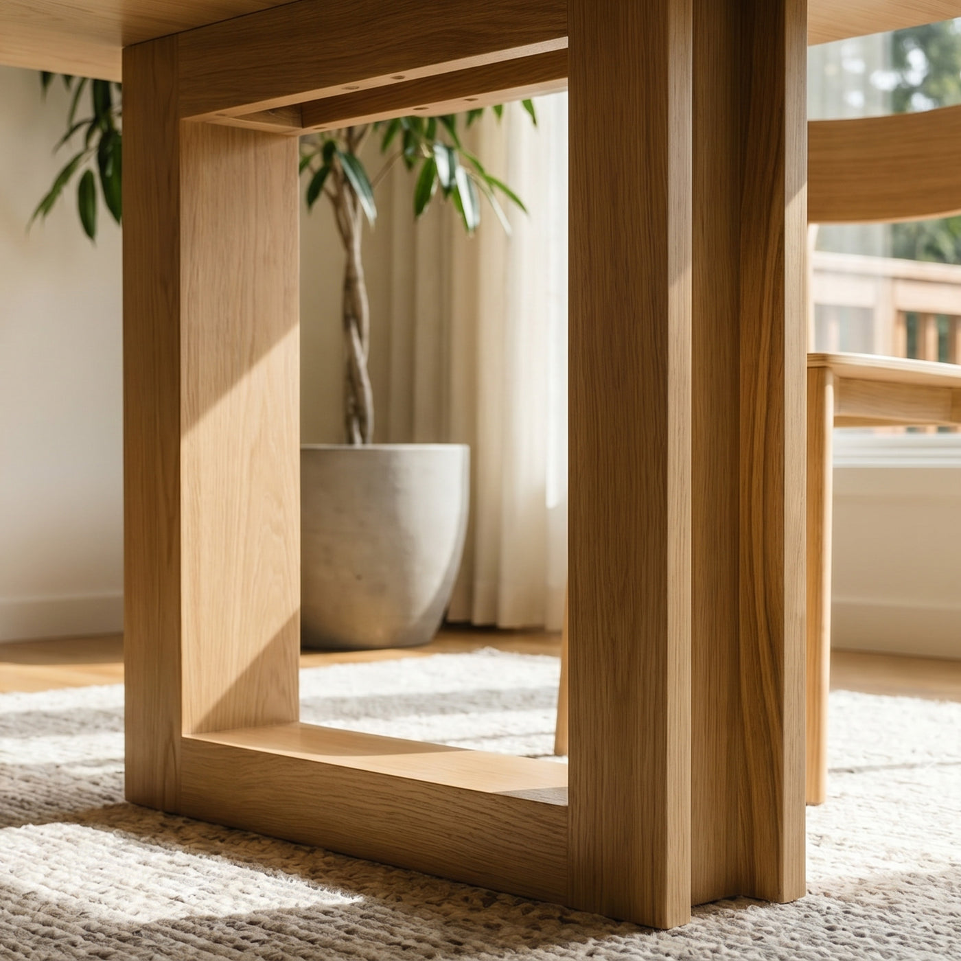 Solid Wood Dining Table with Oak Veneer