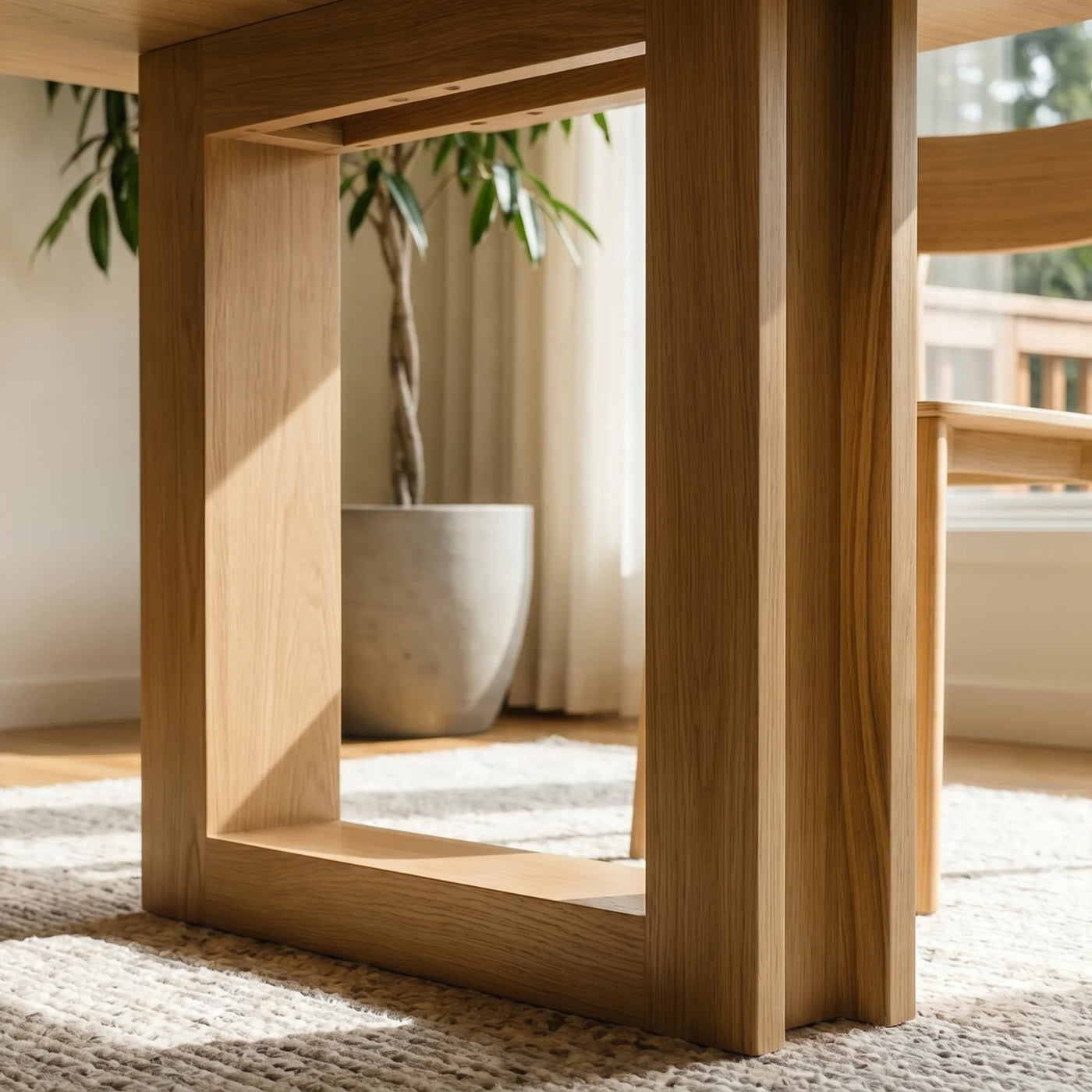 Solid Wood Dining Table with Oak Veneer