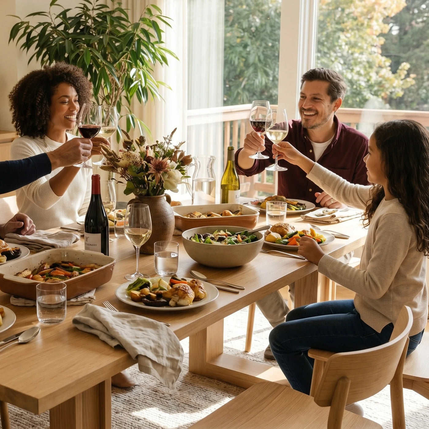 Solid Wood Dining Table with Oak Veneer