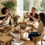 Solid Wood Dining Table with Oak Veneer