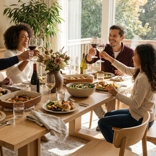 Solid Wood Dining Table with Oak Veneer