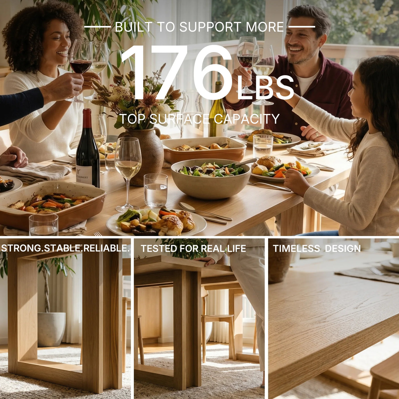 Solid Wood Dining Table with Oak Veneer