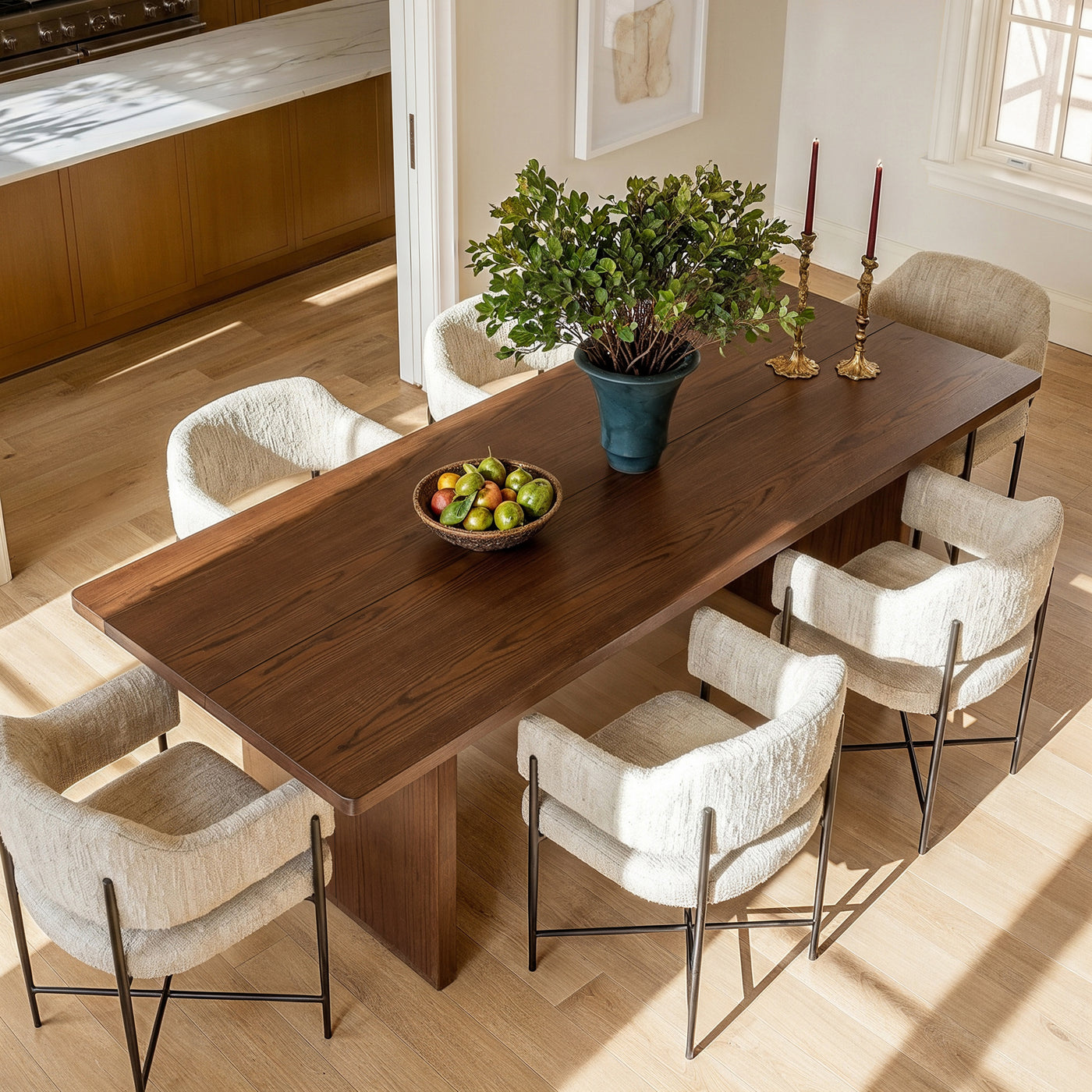 Large Red Oak Solid Wood Dining Table