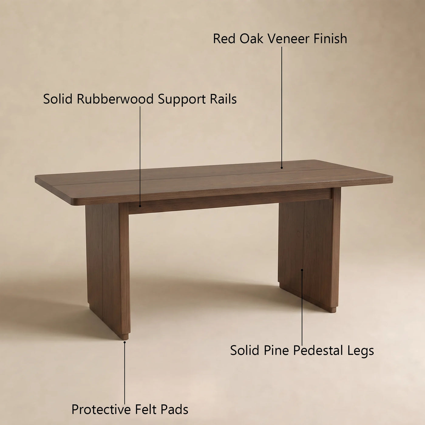 Large Red Oak Solid Wood Dining Table