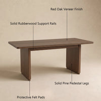 Large Red Oak Solid Wood Dining Table