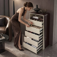 Sartelle Faux Leather Upholstered Drawer Chest