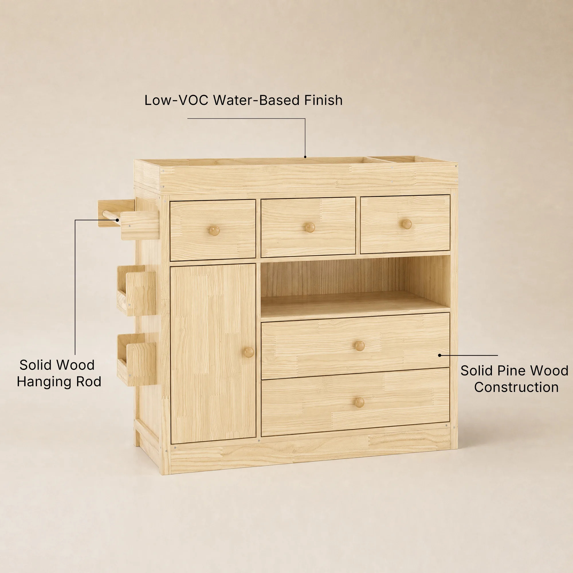 Changing Table with Drawers and Shelf