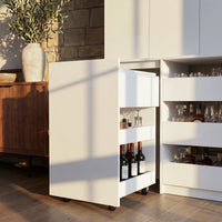 Pantry Cabinet with Rolling Storage Cart