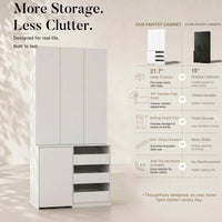 Pantry Cabinet with Rolling Storage Cart